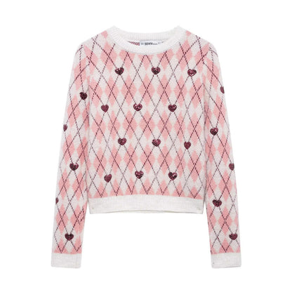 Pull femme avec motif en forme de cœur et éléments scintillants Chic und Stil