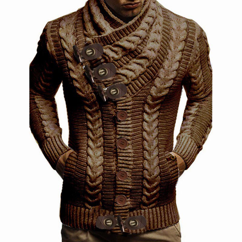 Men's knitted jacket with large collar and twisted pattern Chic and Style