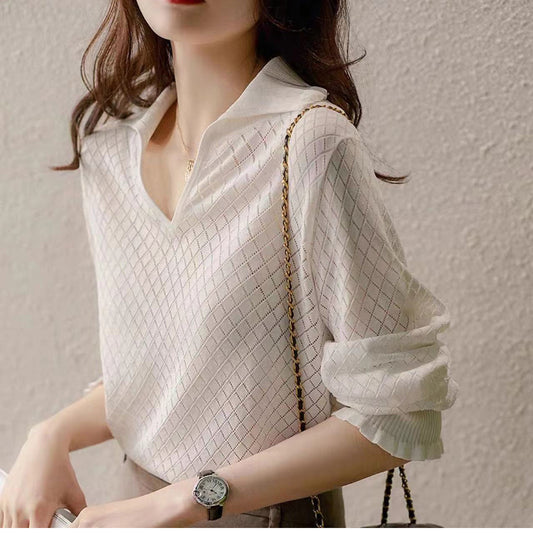 Pull texturé pour femmes à col V Chic und Stil