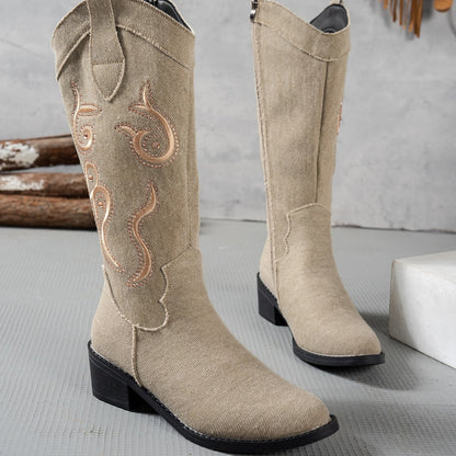 Bottes de cowboy pour femmes avec design de broderie à la mode Chic und Stil