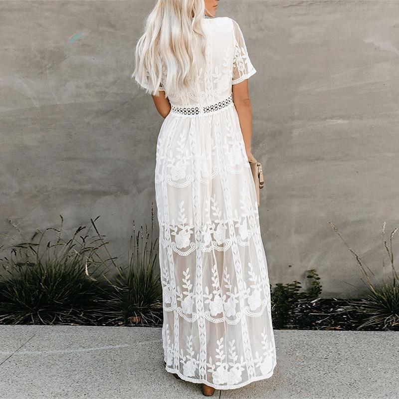 Robe maxi brodée élégante pour femmes Chic und Stil