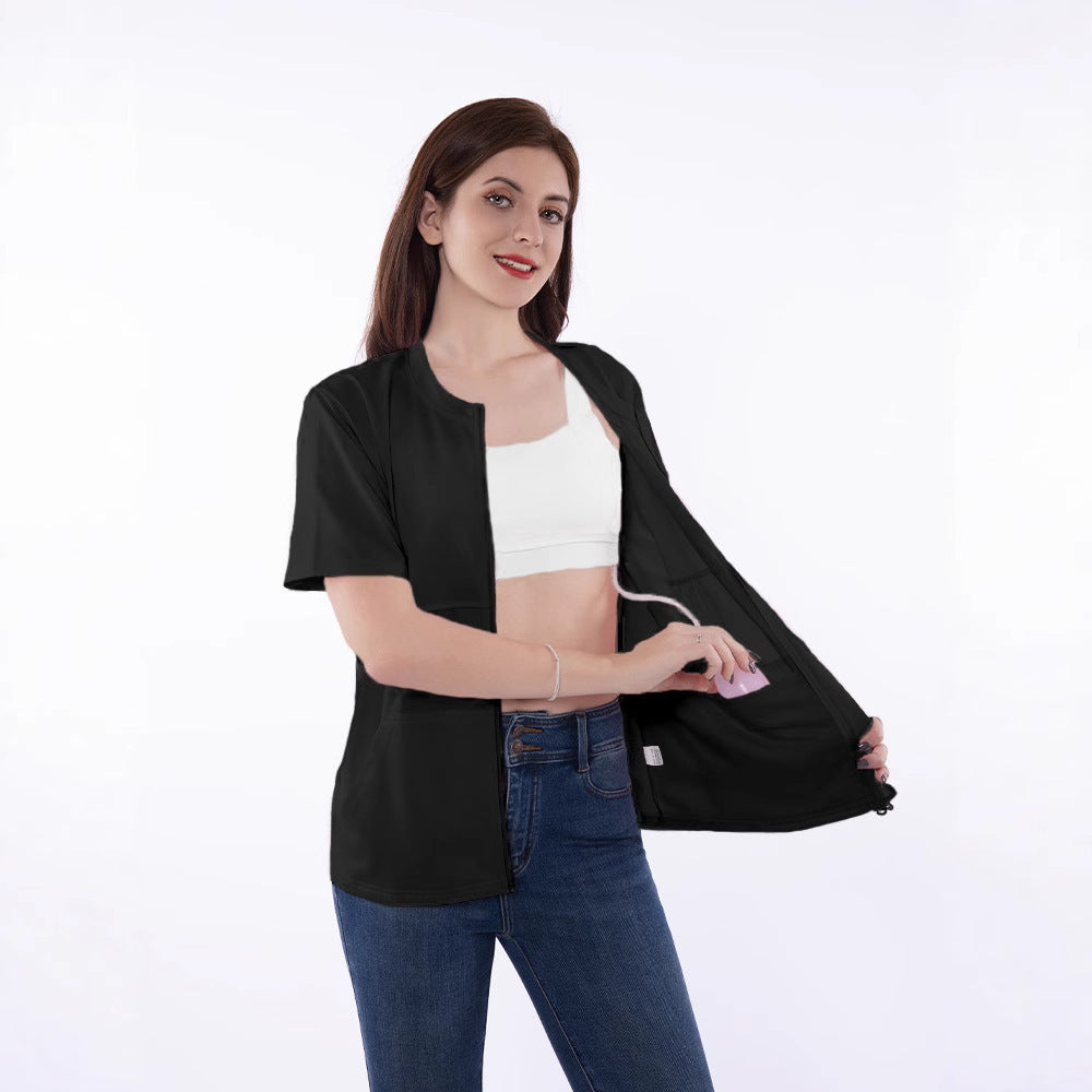 Veste courte sportive pour femmes à manches courtes avec fermeture éclair pratique et coupe décontractée Chic und Stil