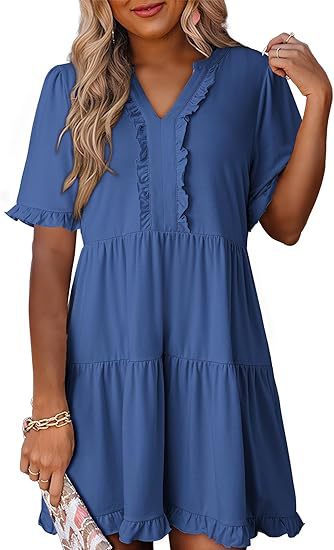 Robe d'été légère pour femmes avec détails en volants Chic und Stil