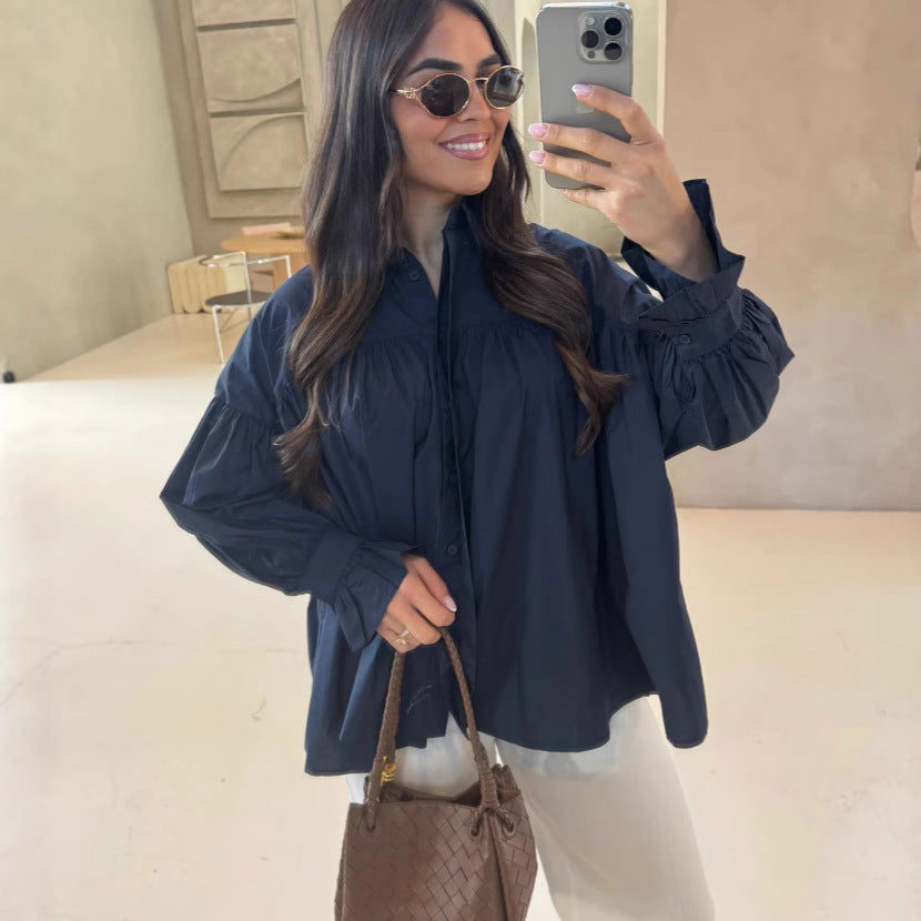 Blouse oversize pour dames avec volants Chic & Stil