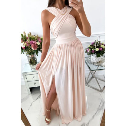 Femmes Robe maxi élégante avec détails drapés Chic und Stil