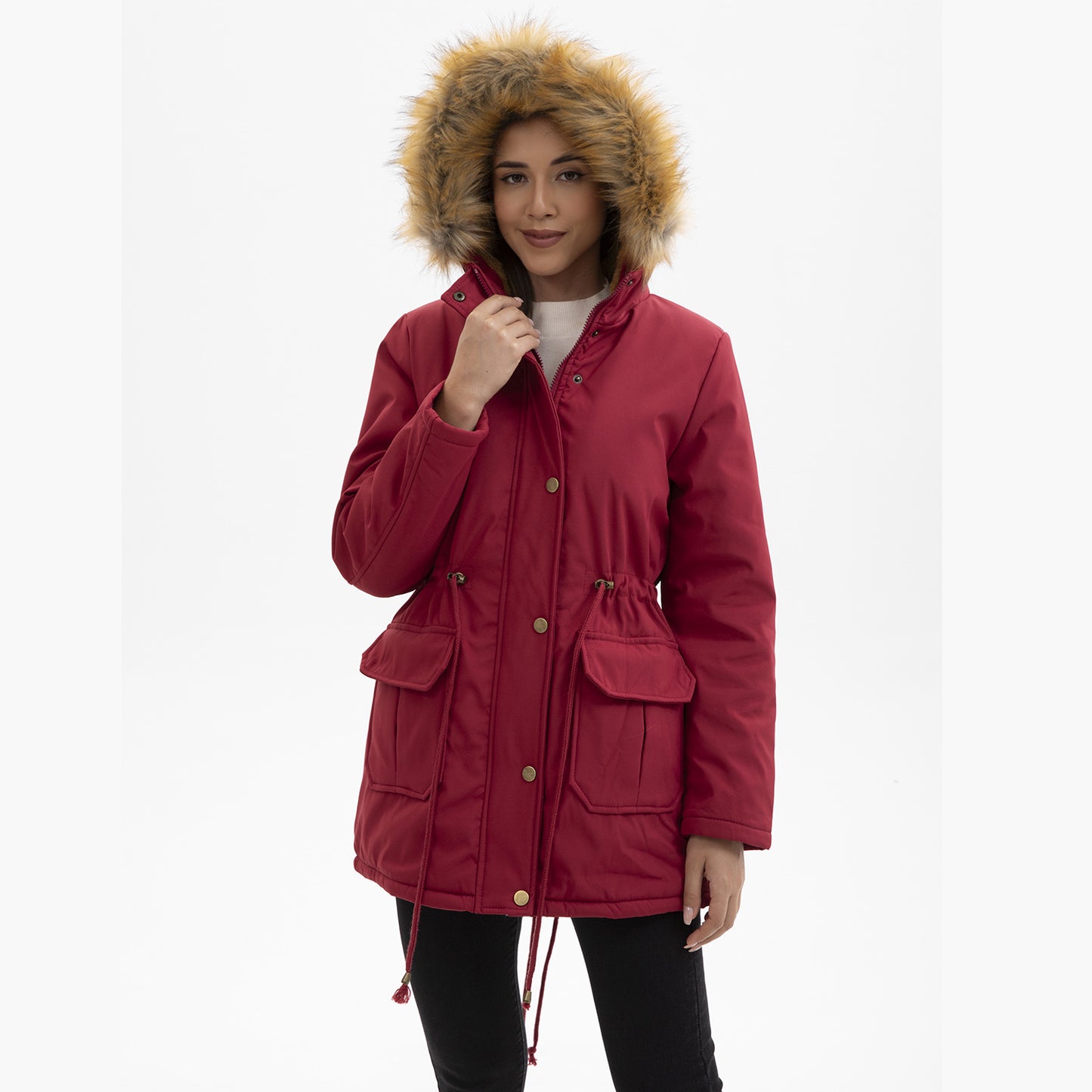 Dame parka d'hiver avec col en fourrure Chic und Stil