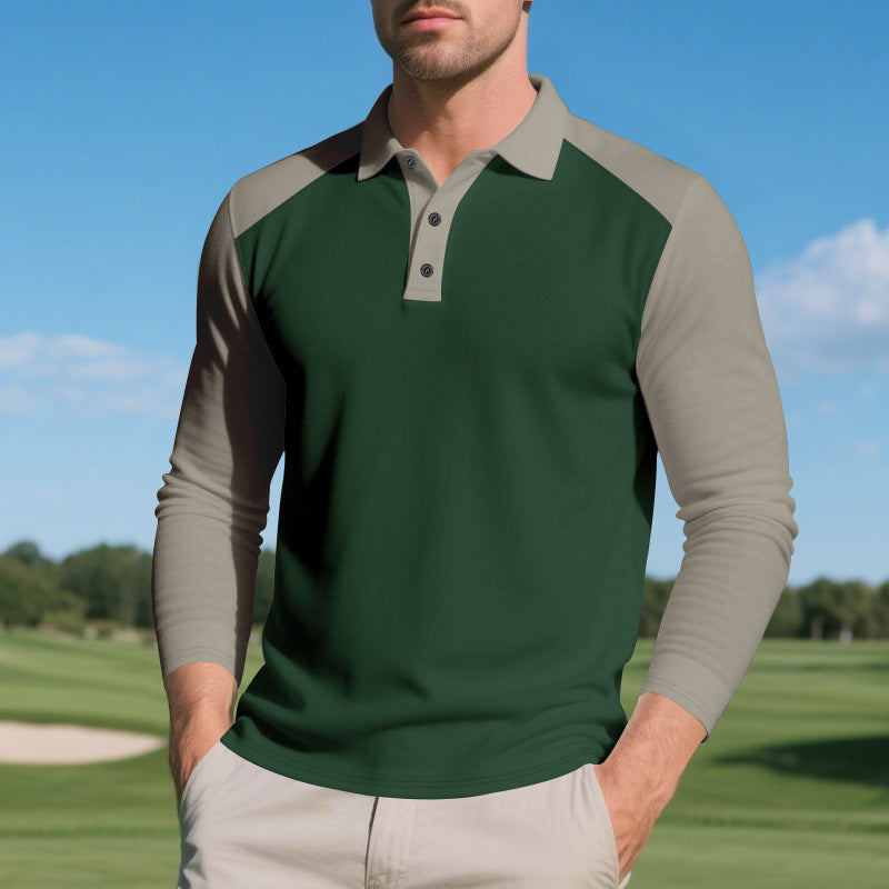 Chemise polo à manches longues pour hommes avec un contraste de couleurs moderne et des matériaux respirants Chic und Stil
