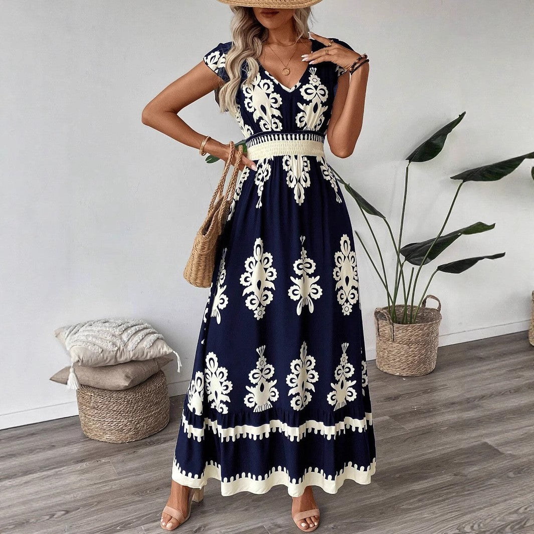 Femmes Robe Maxi Imprimé Bohémien Chic und Stil