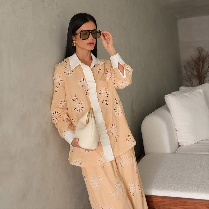 Dames deux pièces avec des motifs au crochet décoratifs et une coupe large Chic und Stil