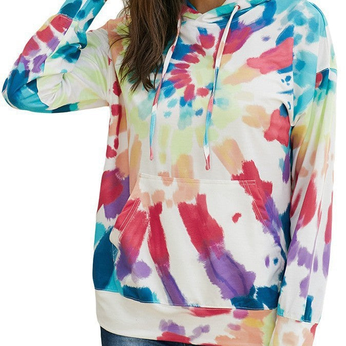 Pull à capuche décontracté pour femmes avec un design unique tie-dye Chic und Stil