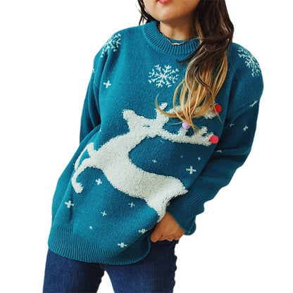 Pull féminin élégant avec motif créatif de renne et tricot texturé Chic und Stil