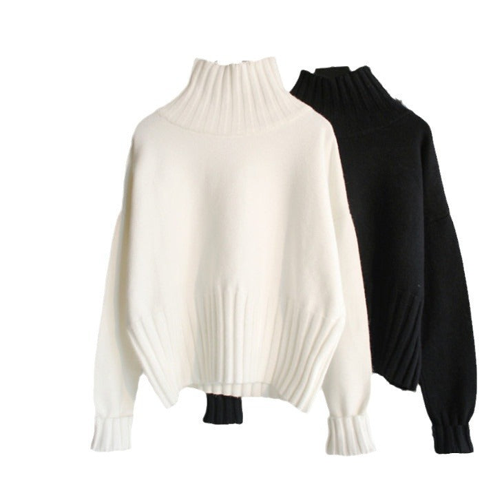 Pull-over oversized à col roulé pour femmes avec des manches fendues et une texture côtelée Chic und Stil