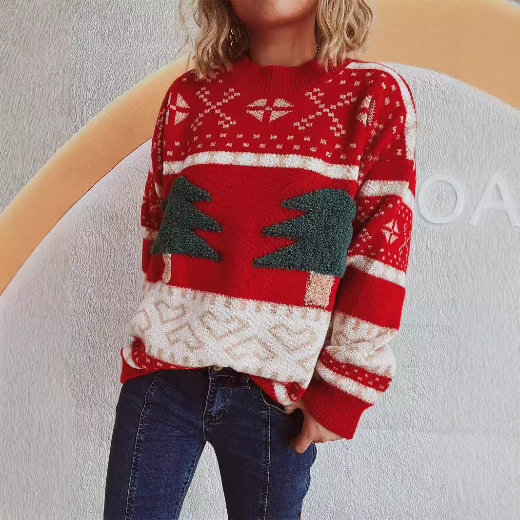 pull-over en maille festive pour femmes avec motif de Noël et matériau doux Chic und Stil