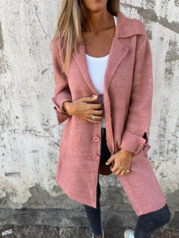Dames Élégante Veste en Laine avec Boutonnage Complet et Poches Spacieuses Chic und Stil