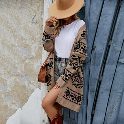 Dames cardigan avec motif ethnique et avant ouvert Chic und Stil