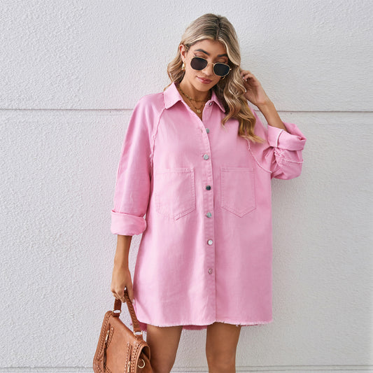 Women's Denim Shirt Dress with Practical Pockets and Relaxed Fit Chic und Stil