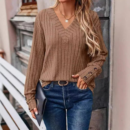 Pull femme avec décolleté en V et design texturé Chic und Stil