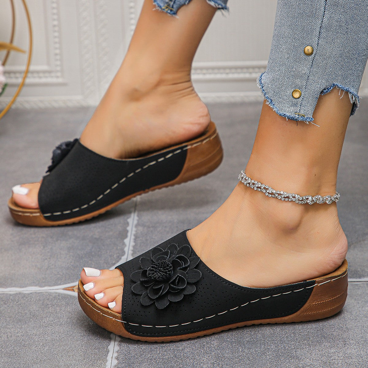Bottines élégantes et confortables pour femmes avec design floral Chic und Stil