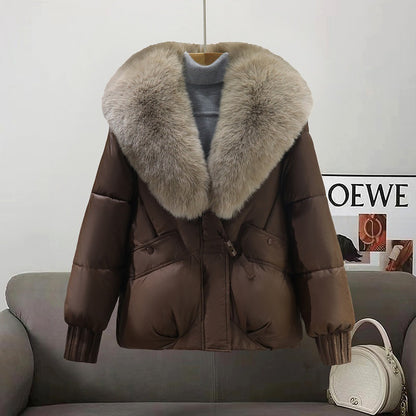 Dames élégante veste d'hiver matelassée avec col en fausse fourrure amovible Chic und Stil