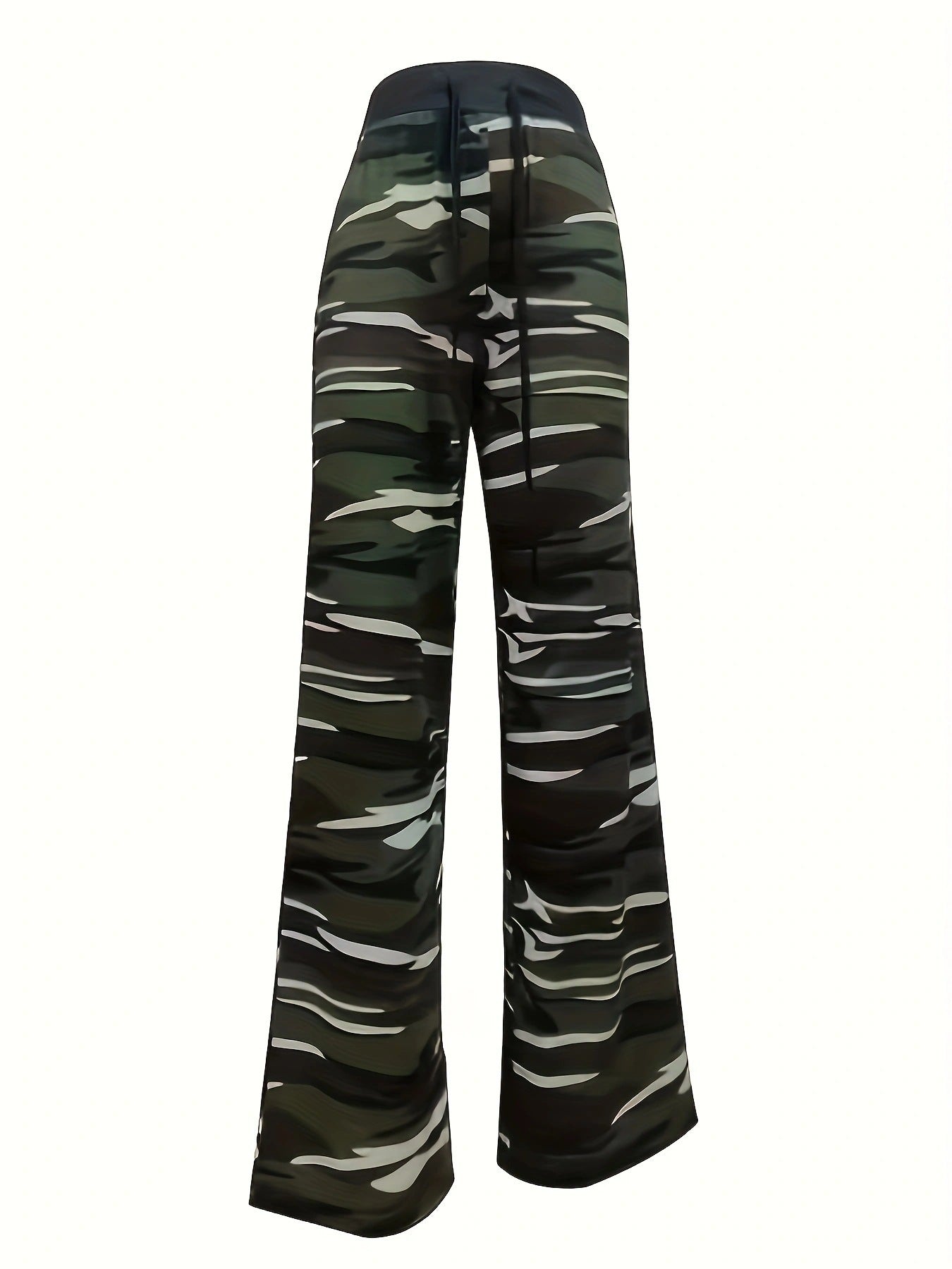 Comfortable cargo pants for women with elastic waistband and trendy camouflage pattern Chic and Style