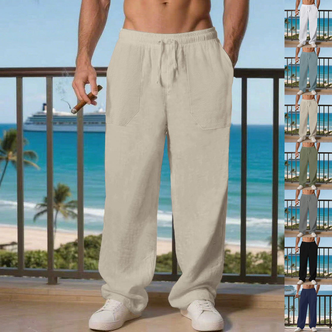 Men's leisure pants with elastic waistband and practical side pockets Chic and Style