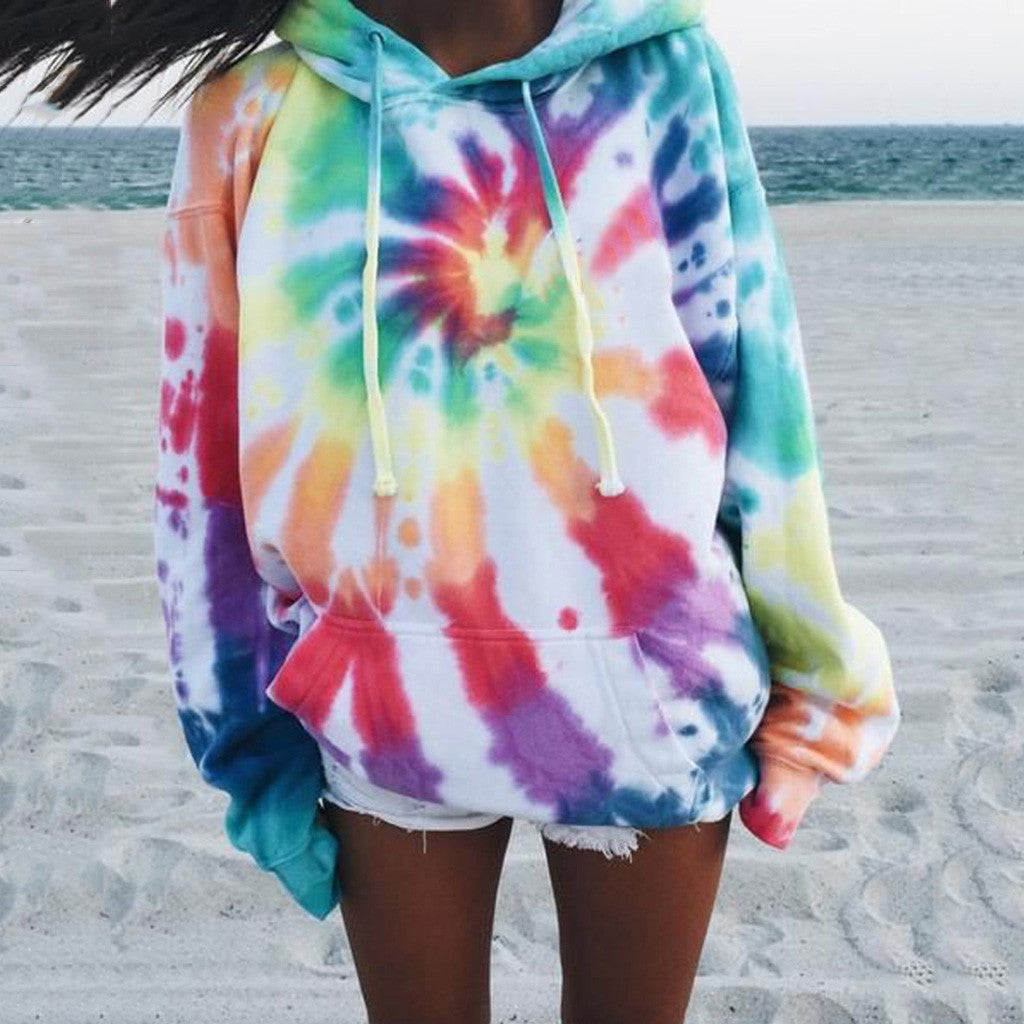 Pull à capuche décontracté pour femmes avec un design unique tie-dye Chic und Stil