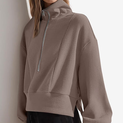 Pull-over zippé sportif pour femmes avec col montant Chic und Stil