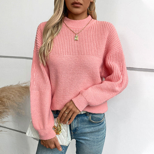 Pull décontracté pour femmes avec col montant et tricot texturé moderne Chic und Stil