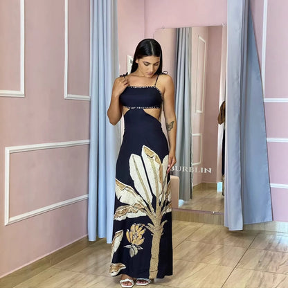 Robe maxi pour femmes avec imprimé floral et bretelles élégantes Chic und Stil