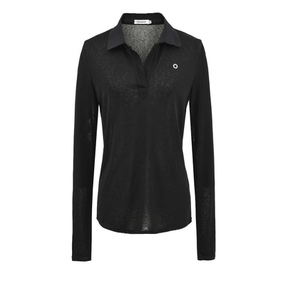 Chemise polo à manches longues pour femmes avec un col moderne et un mélange de matériaux de haute qualité Chic und Stil