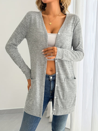 Dames cardigan à manches longues avec poches pratiques et patte de boutonnage Chic und Stil