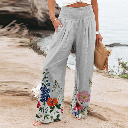 Palazzo pants for women with floral pattern and elastic waist Chic and Style