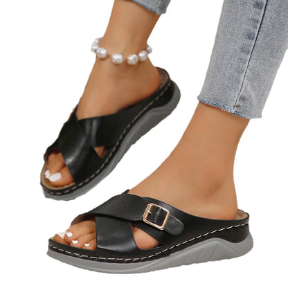 Sandales à brides pour femmes avec semelle anatomique et semelle compensée confortable Chic und Stil