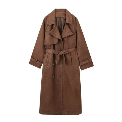 Dames élégant Trench-coat en Suède Chic und Stil