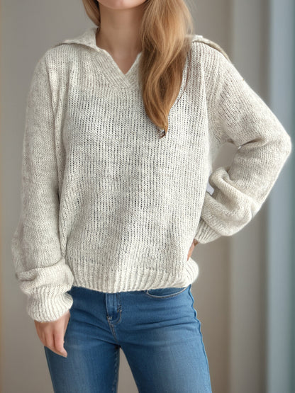 Pull décontracté pour femmes avec des manches volumineuses et un tricot structuré moderne Chic und Stil