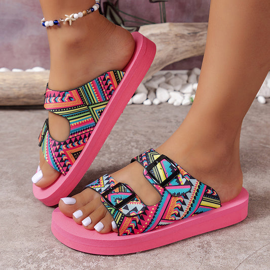 Sandales confortables réglables à motifs pour femmes Chic und Stil