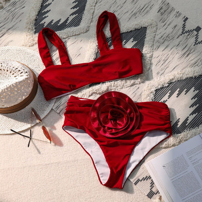 Bikini taille haute pour femme avec décor floral et larges bretelles Chic und Stil