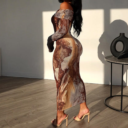Women's Elegant Off-Shoulder Midi Dress Chic and Style
