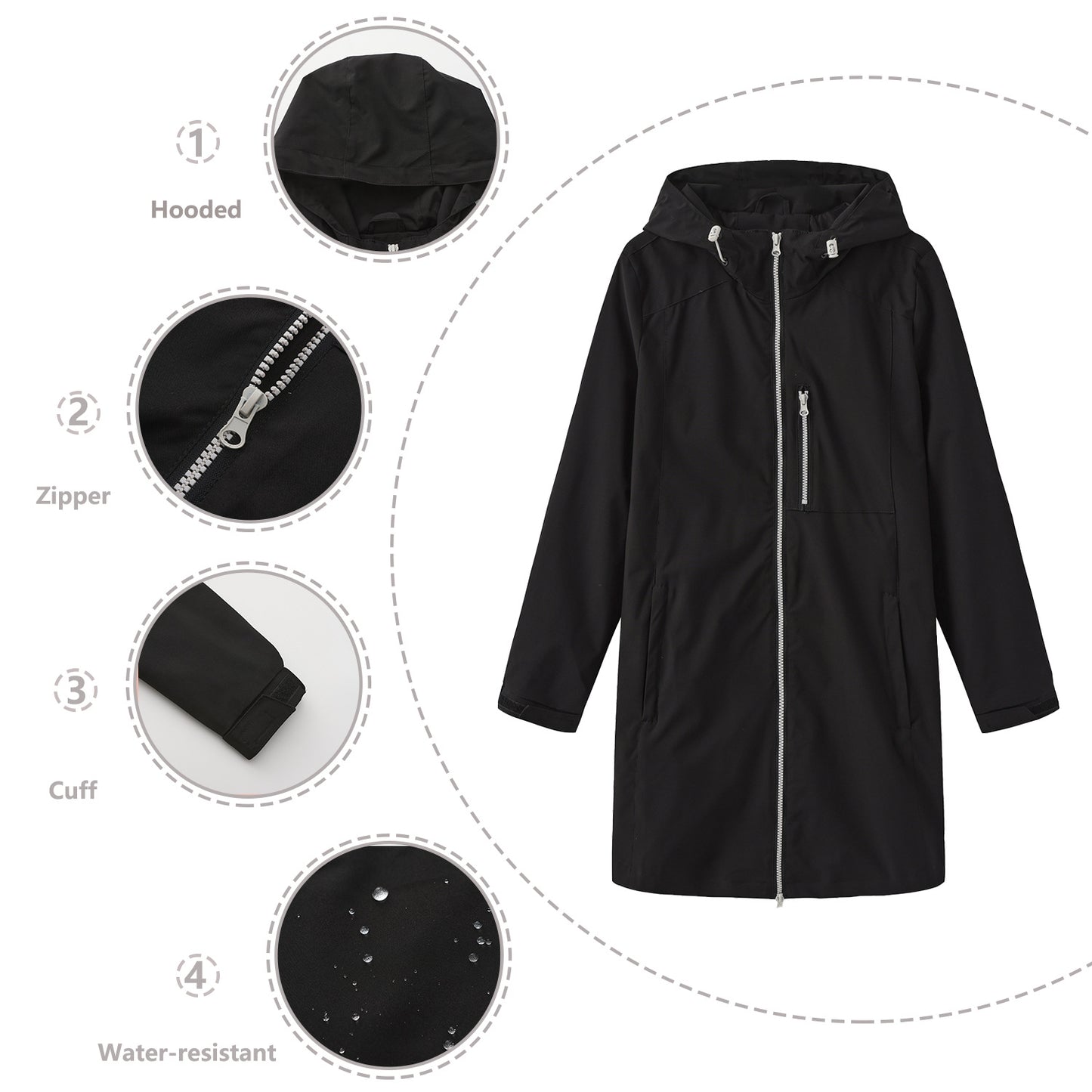 Functional women's jacket with adjustable hood Chic and Style