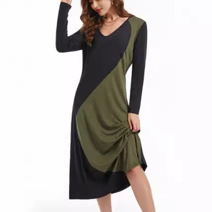 Robe maxi à manches longues pour femmes avec un design géométrique moderne Chic und Stil