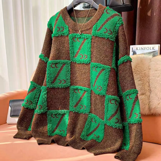 Femmes Grand Pull Oversized avec Design Graphique Chic und Stil