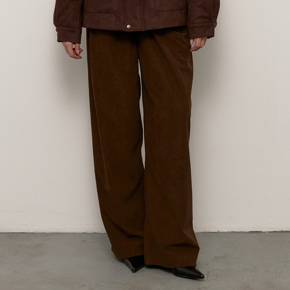 Wide corduroy pants for women with pleats Chic and Style