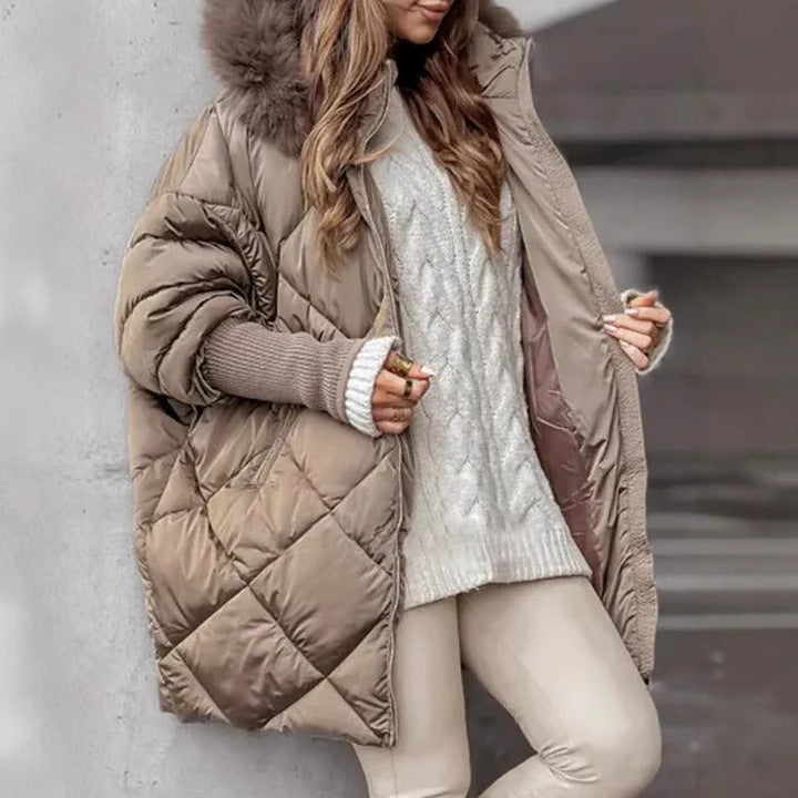 Dame Veste doudoune oversize avec col en fausse fourrure Chic und Stil