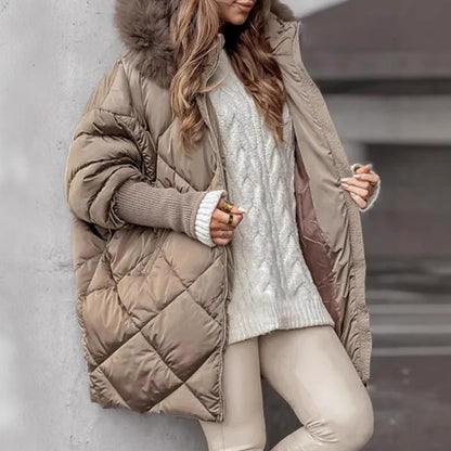 Dame Veste doudoune oversize avec col en fausse fourrure Chic und Stil