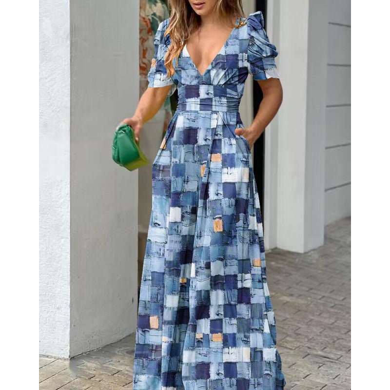 Robe Maxi Imprimée Florale Tropicale Femme Chic und Stil
