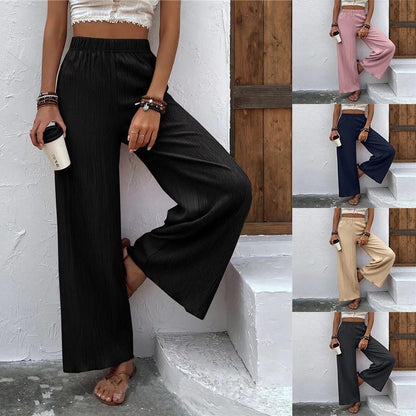 Wide pleated pants for women with elastic waist and elegant drape Chic and Style