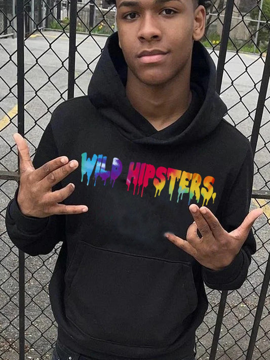 Dames Hoodie avec impression de mots dégradée créative Chic und Stil