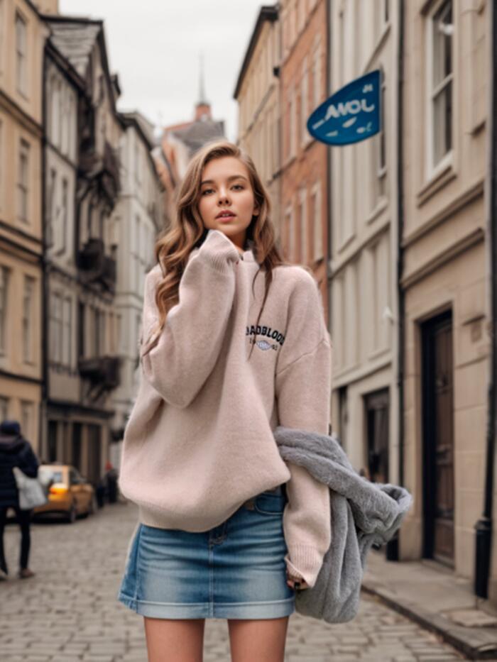Pull-over demi-zip doux pour femmes avec coupe décontractée et broderie élégante Chic und Stil