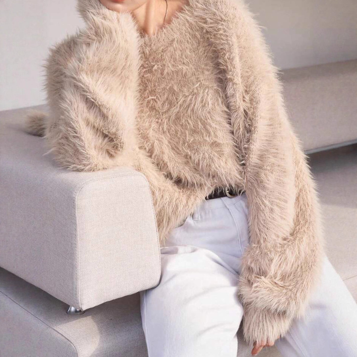 Dames pull doux avec matériau doux et design à la mode Chic und Stil
