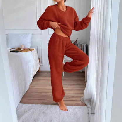 Dames Ensemble de lounge en polaire douillet avec taille élastique Chic und Stil